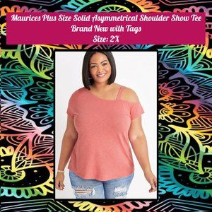 Maurices Plus Size Solid Asymmetrical Shoulder Show Tee 2X